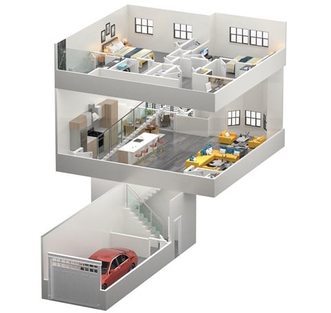 Floor plan for 2 beds, 2.5 baths, 1517 sqft